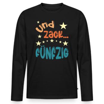 Und zack Fünfzig - Männer Premium Bio Langarmshirt - Schwarz - Vorne - Nico (187cm)