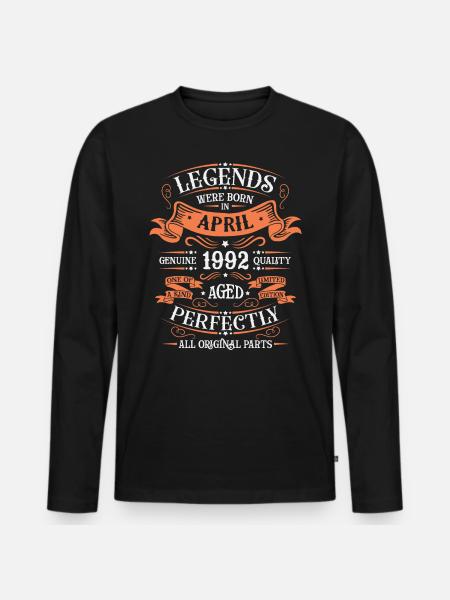 Born April 1992 - Men's Premium Organic Long Sleeve Shirt - black
