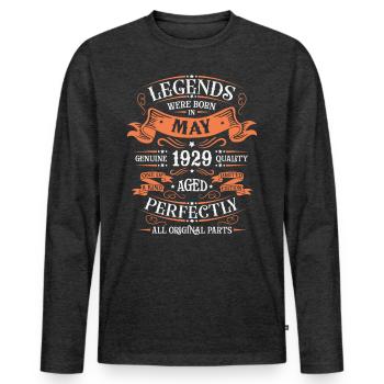 Mai 1929 Vintage Geburtstagsgeschenk - Männer Premium Bio Langarmshirt - Anthrazit meliert - Vorne - Nico (187cm)