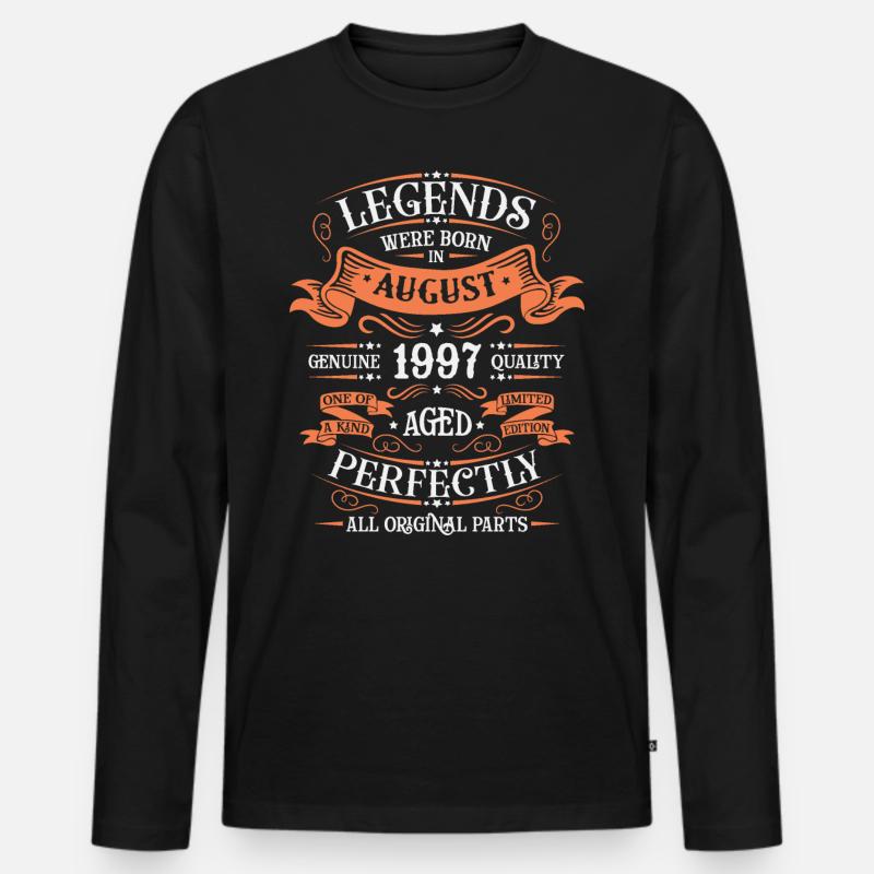 Geburtsmonat August 1997 - Männer Premium Bio Langarmshirt - Schwarz
