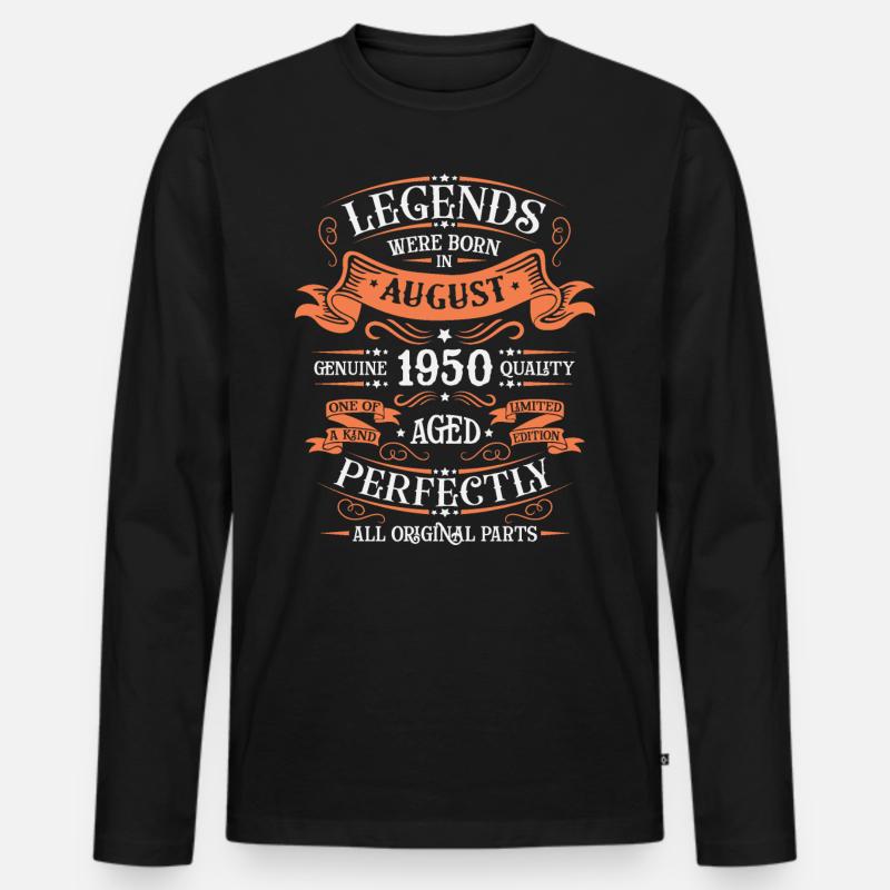 August 1950 Jubiläum 1950 Legenden August - Männer Premium Bio Langarmshirt - Schwarz