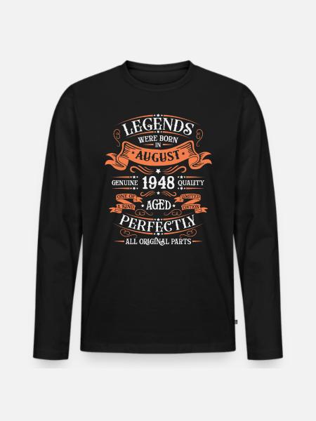 August 1948 Birthday Man - Men's Premium Organic Long Sleeve Shirt - black