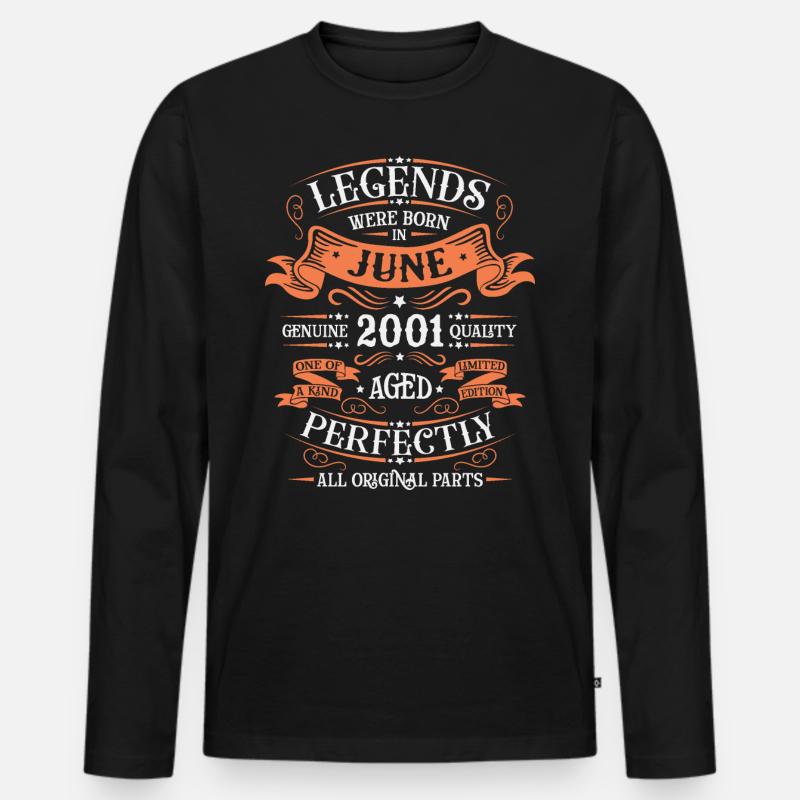 Geboren im Juni 2001 - Männer Premium Bio Langarmshirt - Schwarz