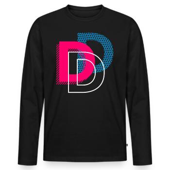 Initial letter D - Men's Premium Organic Long Sleeve Shirt - black - Front - Nico (187cm)