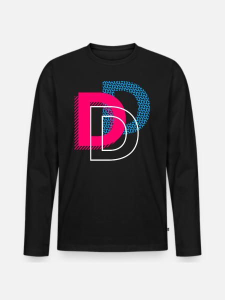 Initial letter D - Men's Premium Organic Long Sleeve Shirt - black