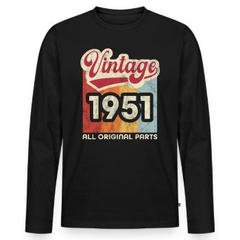 Jahrgang 1951 - Männer Premium Bio Langarmshirt - Schwarz - Vorne - Nico (187cm)