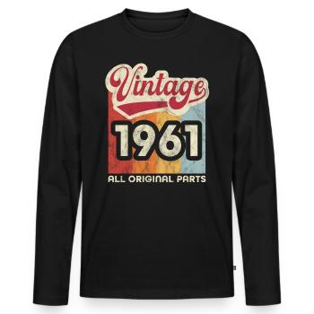 Jahrgang 1961 - Männer Premium Bio Langarmshirt - Schwarz - Vorne - Nico (187cm)