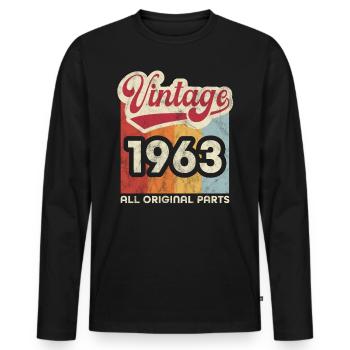 Jahrgang 1963 - Männer Premium Bio Langarmshirt - Schwarz - Vorne - Nico (187cm)