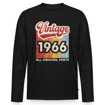 Millésime 1966 - T-shirt manches longues Premium bio Homme - noir - Devant - Nico (187cm)