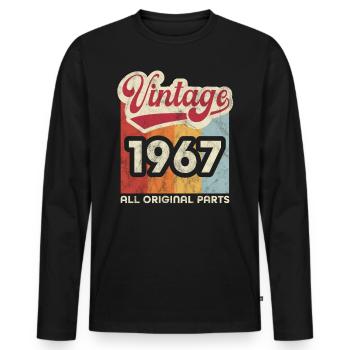 Jahrgang 1967 - Männer Premium Bio Langarmshirt - Schwarz - Vorne - Nico (187cm)