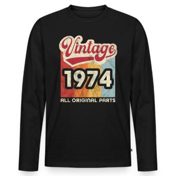 Vintage 1974 - Men's Premium Organic Long Sleeve Shirt - black - Front - Nico (187cm)