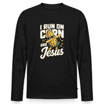 Corn Jesus Faith Christ Corn on the cob - Men's Premium Organic Long Sleeve Shirt - black - Front - Nico (187cm)