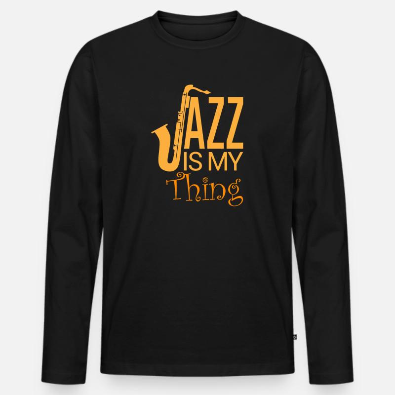 Jazz - My Passion - Männer Premium Bio Langarmshirt - Schwarz