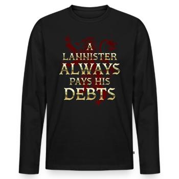 Game Of Thrones A Lannister Always Pays His Debts - Men's Premium Organic Long Sleeve Shirt - black - Front - Nico (187cm)