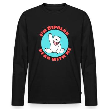 Je suis un ours bipolaire avec moi | Jeu de mots mignon avec l’ours polaire - T-shirt manches longues Premium bio Homme - noir - Devant - Nico (187cm)