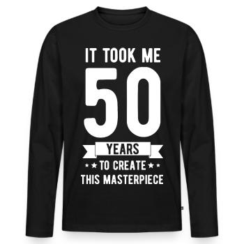 50e anniversaire cadeau joyeux anniversaire - T-shirt manches longues Premium bio Homme - noir - Devant - Nico (187cm)