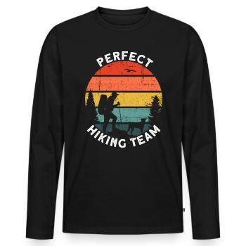 Wanderer Wandern Hiking Hund Dog Team Berge Alpen - Männer Premium Bio Langarmshirt - Schwarz - Vorne - Nico (187cm)