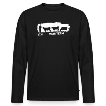 Ich und mein Team Kuh Kühe Bauernhof Landwirt - Männer Premium Bio Langarmshirt - Schwarz - Vorne - Nico (187cm)