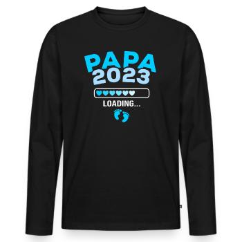 Papa 2023 loading - Männer Premium Bio Langarmshirt - Schwarz - Vorne - Nico (187cm)
