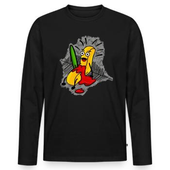 French fries | | fries Funny Fries Drama - Men's Premium Organic Long Sleeve Shirt - black - Front - Nico (187cm)