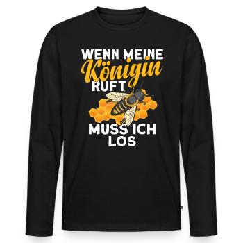 Bienen | Königin ruft | Hobbyimker Bienenzüchter - Männer Premium Bio Langarmshirt - Schwarz - Vorne - Nico (187cm)