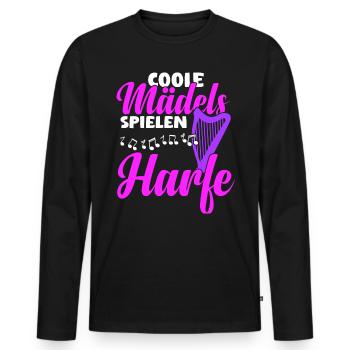 Harfe spielen | Harfen Musik | Harfe - Männer Premium Bio Langarmshirt - Schwarz - Vorne - Nico (187cm)