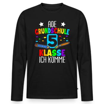 5. Klasse | Grundschule Abschluss 2022 T-Shirt - Männer Premium Bio Langarmshirt - Schwarz - Vorne - Nico (187cm)