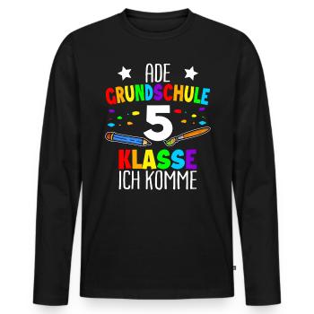 5. Klasse | Grundschule Abschluss 2022 T-Shirt - Männer Premium Bio Langarmshirt - Schwarz - Vorne - Nico (187cm)