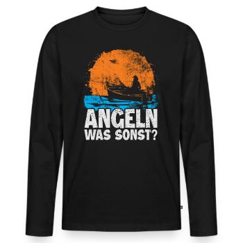 Angeln Fischen | Lustiges Angler - Männer Premium Bio Langarmshirt - Schwarz - Vorne - Nico (187cm)