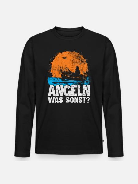 Angeln Fischen | Lustiges Angler - Männer Premium Bio Langarmshirt - Schwarz