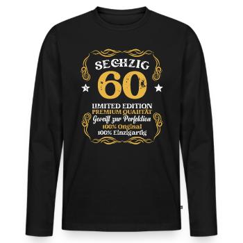 Geburtstag Männer 60 Jahre 60er 60 Geburtstag - Männer Premium Bio Langarmshirt - Schwarz - Vorne - Nico (187cm)
