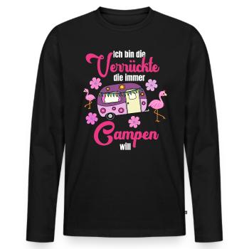 Camping Camperin Verrückte Flamingo Wohnwagen - Männer Premium Bio Langarmshirt - Schwarz - Vorne - Nico (187cm)