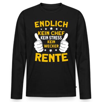 Endlich Rente Rentner Rentnerin Spruch - Männer Premium Bio Langarmshirt - Schwarz - Vorne - Nico (187cm)