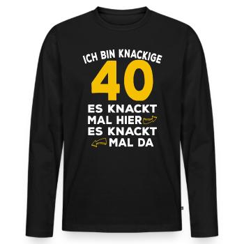 40 Geburtstag Knackig Spruch - Männer Premium Bio Langarmshirt - Schwarz - Vorne - Nico (187cm)