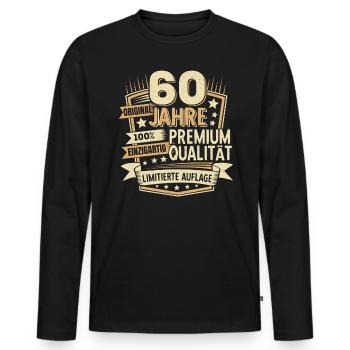 60. Geburtstag 60 Jahre Geburtstagsgeschenk - Männer Premium Bio Langarmshirt - Schwarz - Vorne - Nico (187cm)