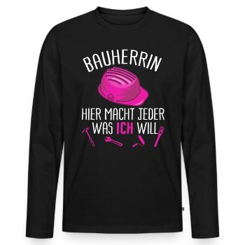 Bauherrin Lustiger Spruch Geschenk Geschenkidee - Männer Premium Bio Langarmshirt - Schwarz - Vorne - Nico (187cm)