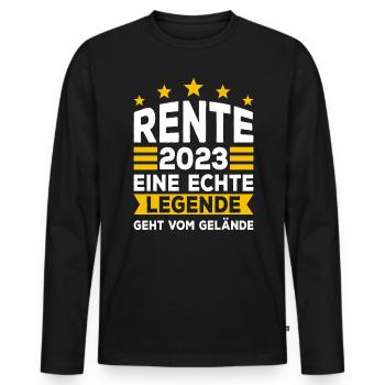 Rente Ruhestand Geschenkidee Rente 2023 Rentner - Männer Premium Bio Langarmshirt - Schwarz - Vorne - Nico (187cm)