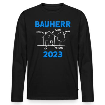 Bauherr Hausbau Eigenheim Traumhaus Geschenk 2023 - Männer Premium Bio Langarmshirt - Schwarz - Vorne - Nico (187cm)