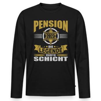 Polizei Pension 2023 Polizist Polizistin Legende - Männer Premium Bio Langarmshirt - Schwarz - Vorne - Nico (187cm)