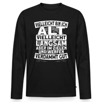 Dart Sprüche Ruhe Dartverein Dartspieler - Männer Premium Bio Langarmshirt - Schwarz - Vorne - Nico (187cm)