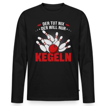 Kegler Bowling Der Macht Nix Der Will Nur Kegeln - Männer Premium Bio Langarmshirt - Schwarz - Vorne - Nico (187cm)