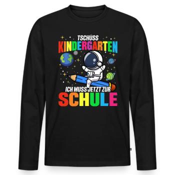 Kindergarten Schule Schüler Schulkind Einschulung - Männer Premium Bio Langarmshirt - Schwarz - Vorne - Nico (187cm)