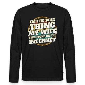 Found by my wife humor joke couple - Men's Premium Organic Long Sleeve Shirt - black - Front - Nico (187cm)