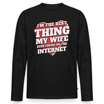 Found By My Wife Humor Joke Couple Online - Men's Premium Organic Long Sleeve Shirt - black - Front - Nico (187cm)