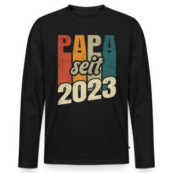 Papa Geschenk Papa 2023 Vater - Männer Premium Bio Langarmshirt - Schwarz - Vorne - Nico (187cm)