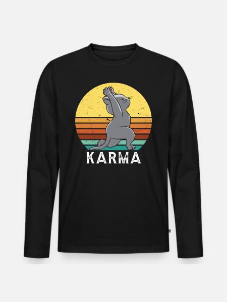 CHAT KARMA - T-shirt manches longues Premium bio Homme - noir