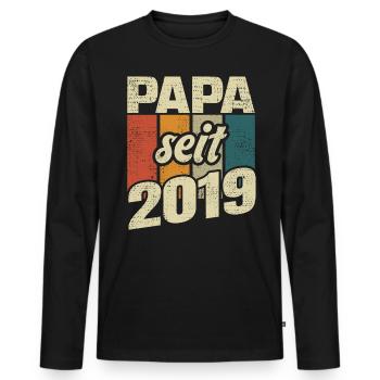 Papa Geschenk Papa 2019 Vater - Männer Premium Bio Langarmshirt - Schwarz - Vorne - Nico (187cm)