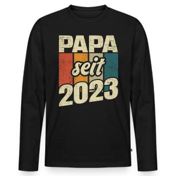 Papa Geschenk Papa 2023 Vater - Männer Premium Bio Langarmshirt - Schwarz - Vorne - Nico (187cm)
