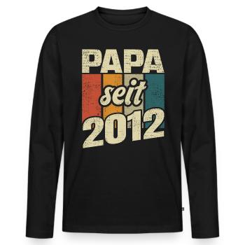 Papa Geschenk Papa 2012 Vater - Männer Premium Bio Langarmshirt - Schwarz - Vorne - Nico (187cm)
