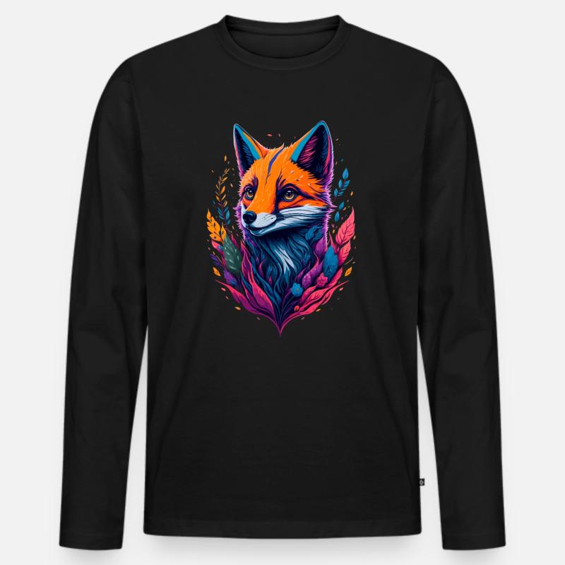 Abstrakter Fuchs - Männer Premium Bio Langarmshirt - Schwarz